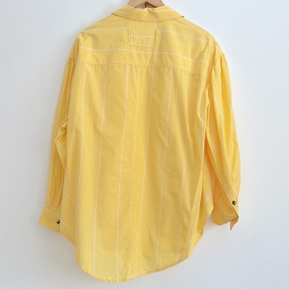SOLD Free People Happy Hour Stripe Button Down Shirt Yellow Coverup NWOT - Picture 11 of 16